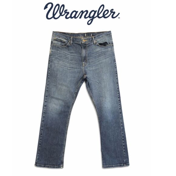 Wrangler Other - Wrangler Distressed Bootcut Jeans Medium Wash Faded Western Denim